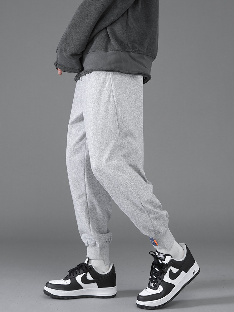 秋季休闲裤灰色运动裤束脚九分裤男潮流韩版宽松休闲裤