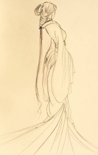 古风女子侧颜简笔画法