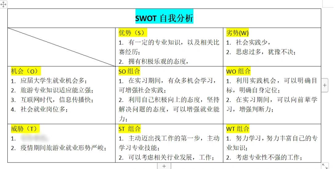 swot分析图 可以做个参考