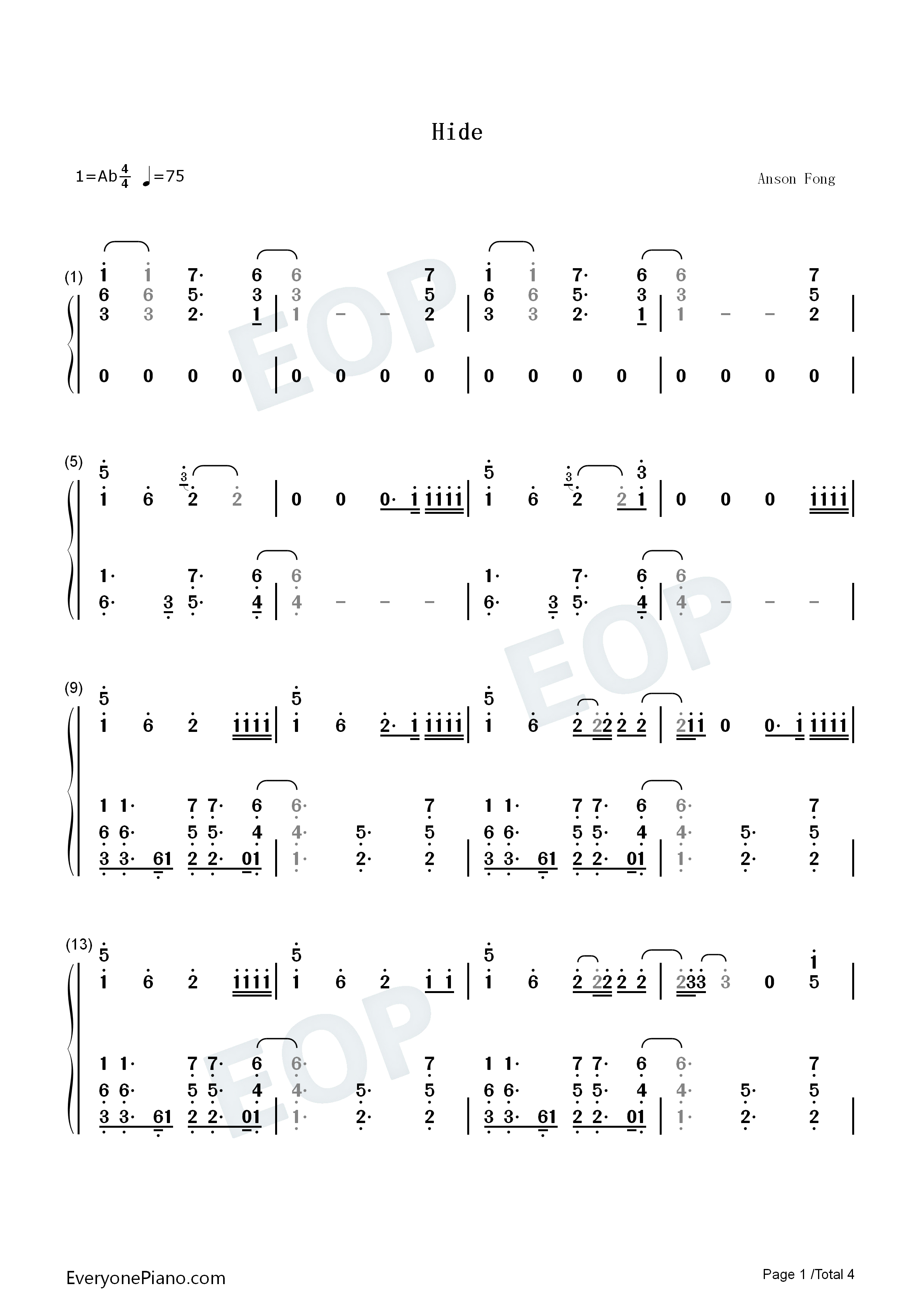 hide-蜘蛛侠平行宇宙ost双手简谱预览1