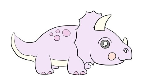 简单可爱的三角龙儿童卡通简笔画