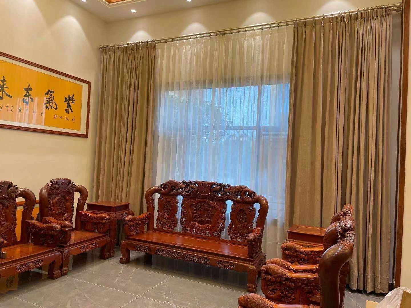 中式红木家具窗帘搭配