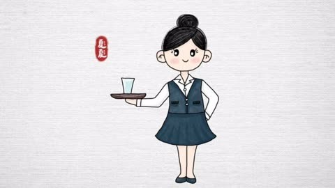 简笔画服务员
