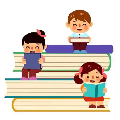 儿童读书卡通人物儿童读书学习看书小知识书读书png素材