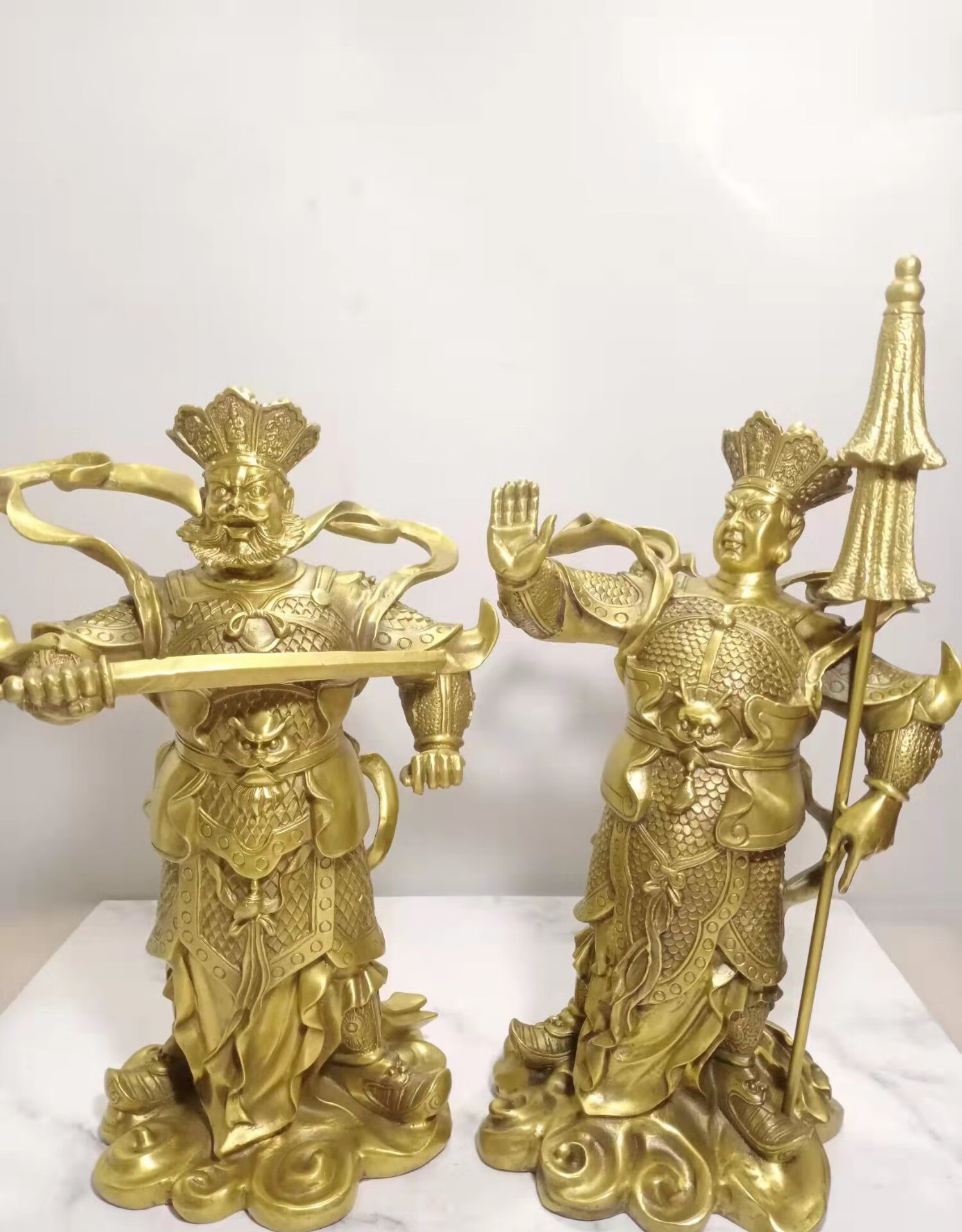 纯铜四大天王佛像摆件四金刚护法一套大号家居办公室佛堂供养神像 长