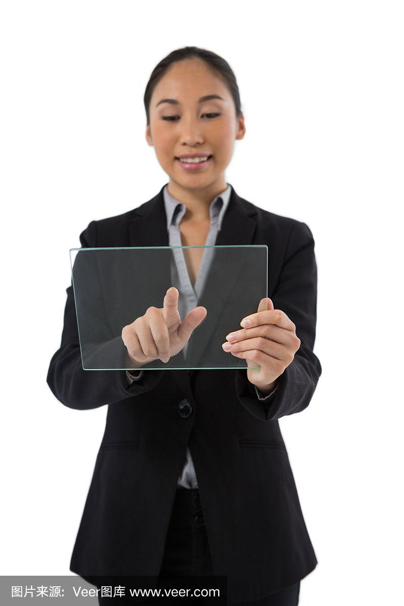 平板电脑,女商人,玻璃,垂直画幅,未来