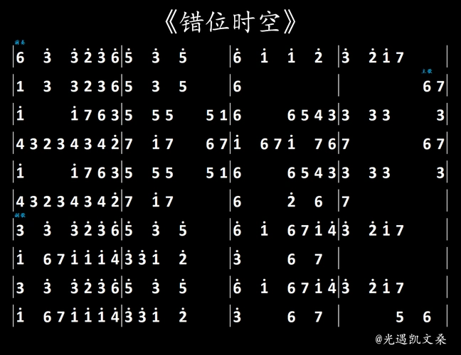 光遇错位时空321指琴谱是什么