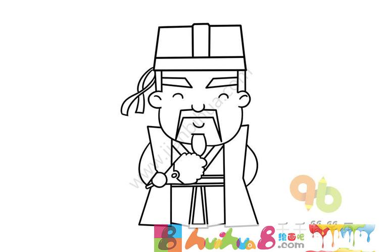 水浒传人物吴用简笔画怎么画简笔画教程绘画吧-画画
