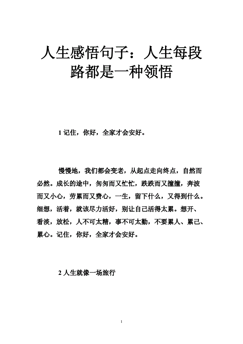 人生感悟句子人生每段路都是一种领悟doc38页