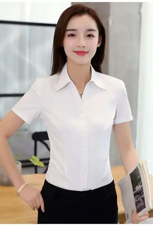 好品质衬衫女春季新款韩版白衬衫女短袖夏季工作服正装修身职业衬衣