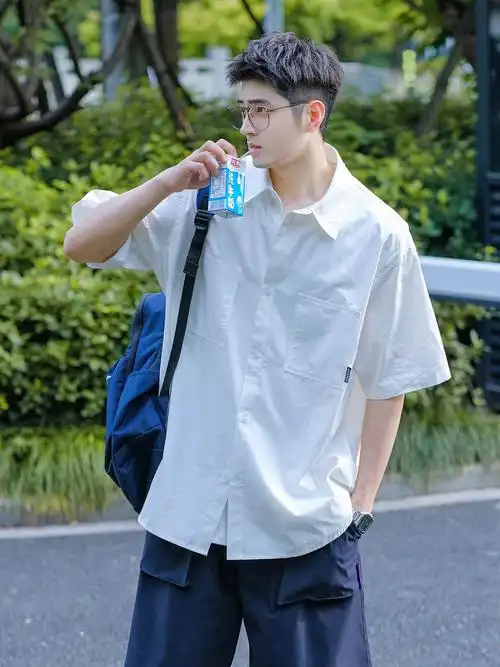 夏日男友ootd少年感白衬衫穿搭78