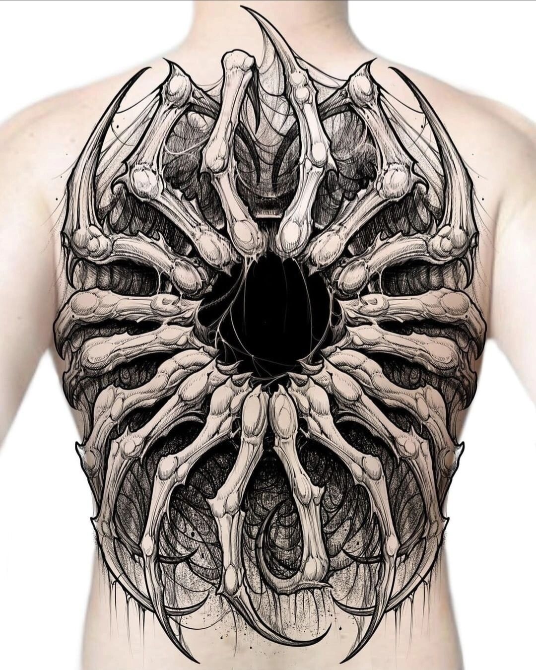 暗黑满背纹身恐怖气息弥漫 喜欢这种风格满背的在中国应该很少吧