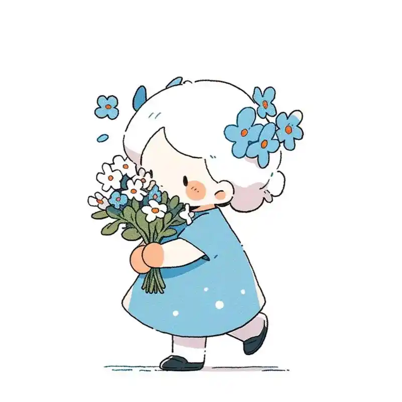 简笔画 | 拿花小女孩.#图文种草机  #卡通头像 #q版人 - 抖音