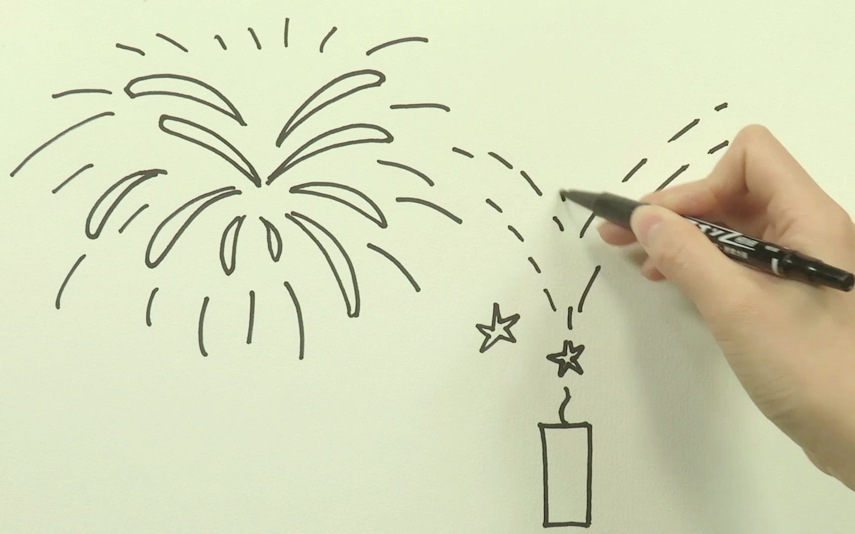 简笔画画烟花画时代美术