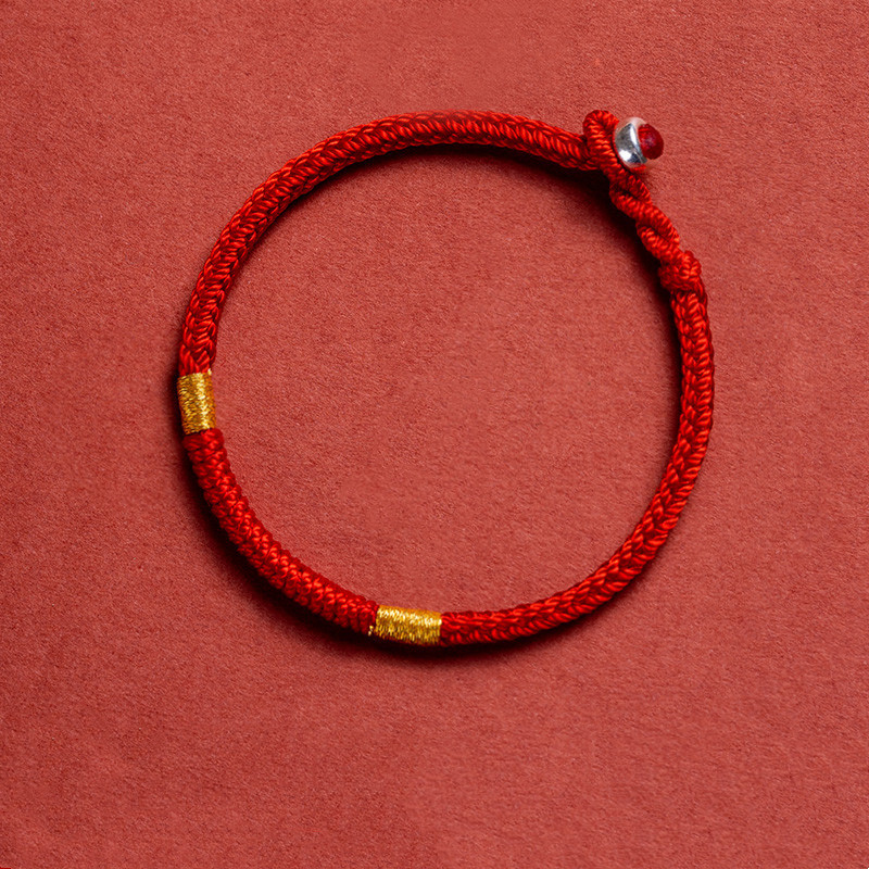 抖音热款红手绳手工编织本命年复古幸运绳红绳手链礼物情侣款