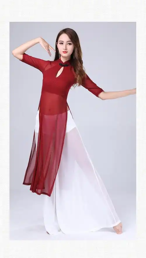 梵舒现代舞肚皮舞服2019夏新款表演古典民族舞练功服旗袍舞蹈服