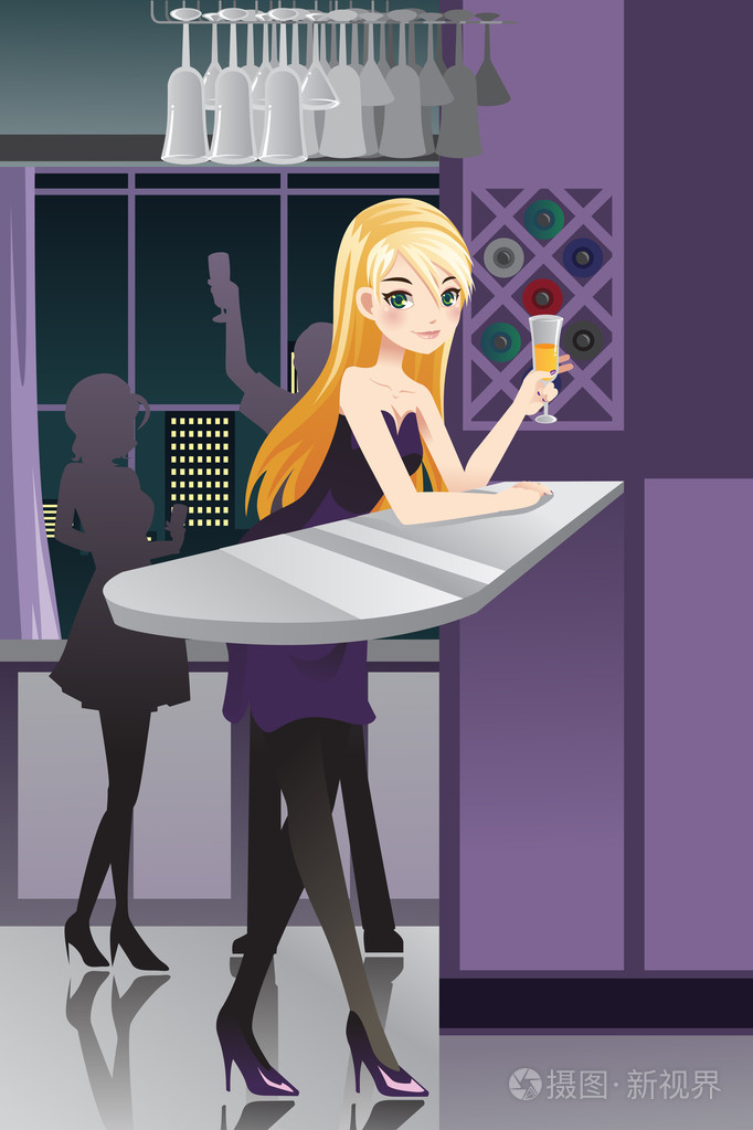 在酒吧里的女孩