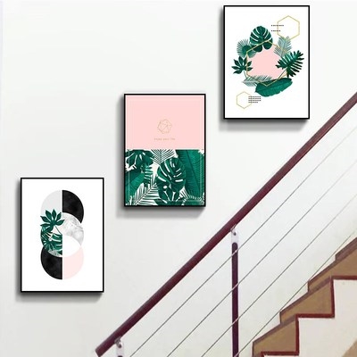 上楼梯口装饰墙面画过道