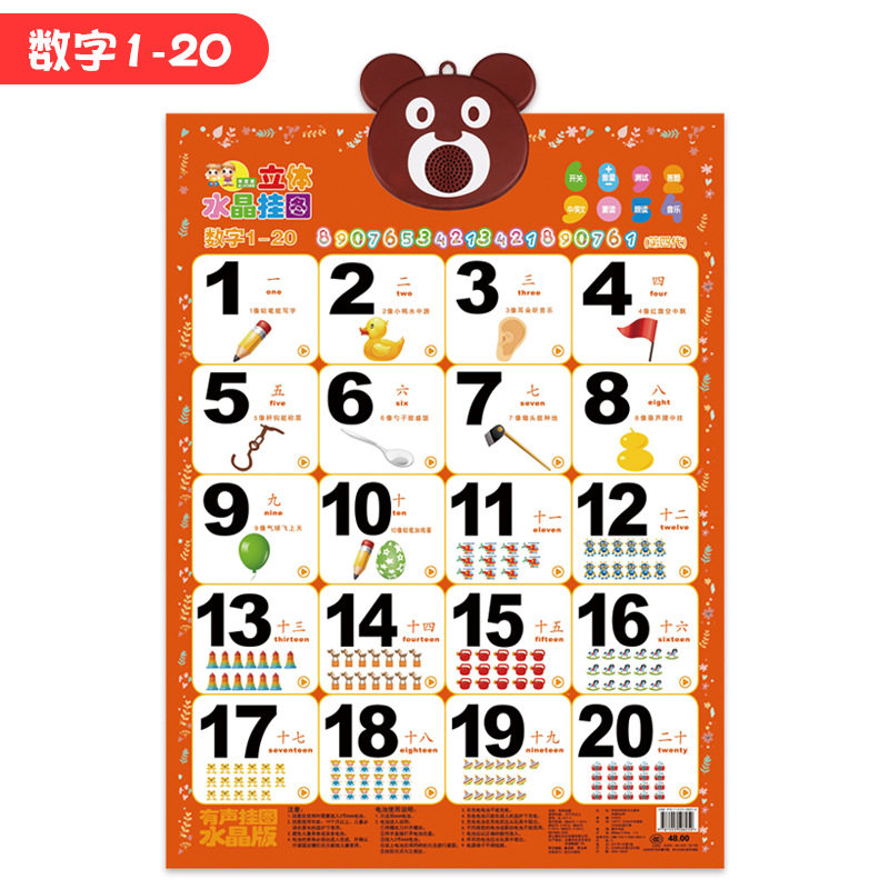 乖宝宝有声挂图水晶墙贴幼儿点读益智启蒙早教玩具挂图