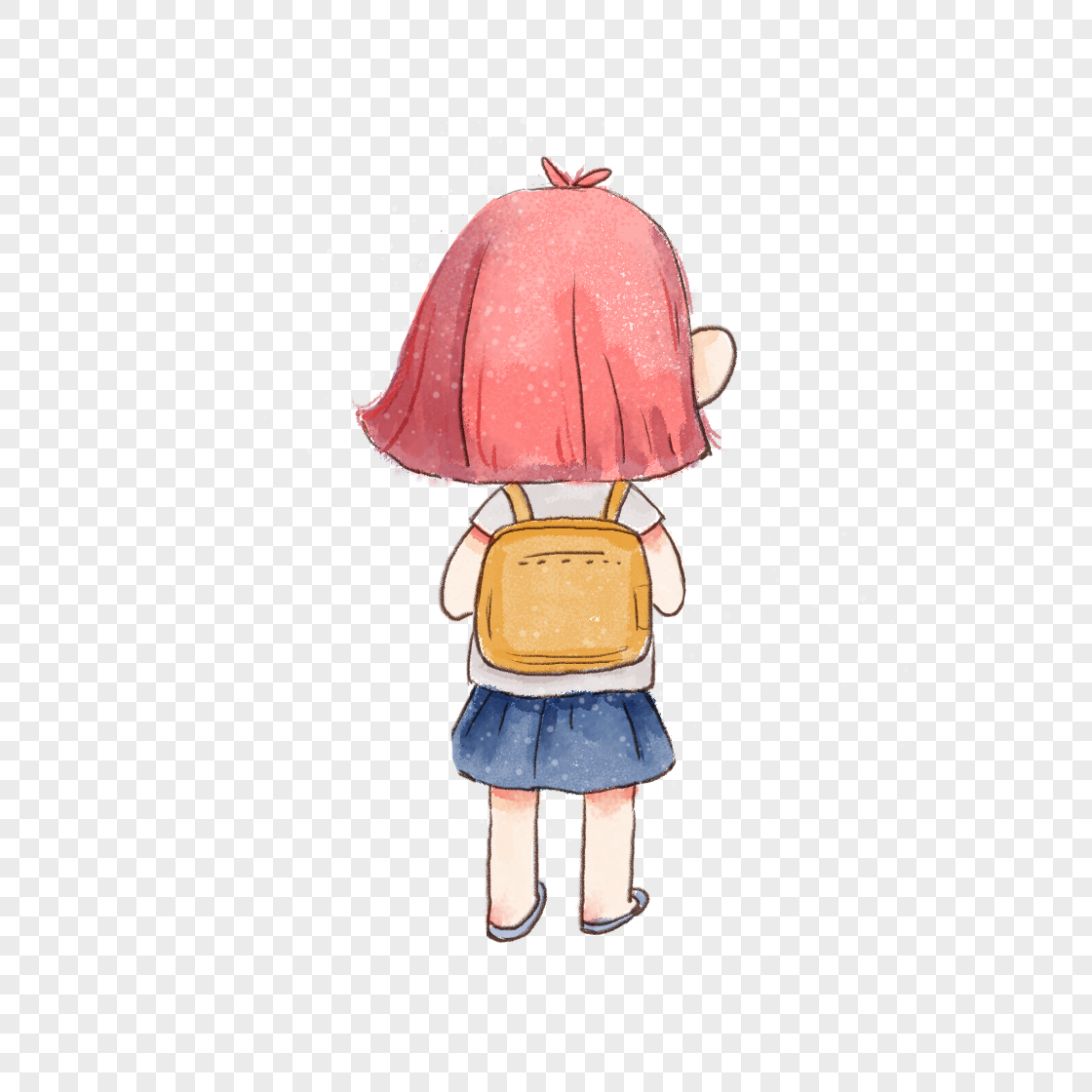 图片 素材 手绘/卡通元素 女孩的背影.