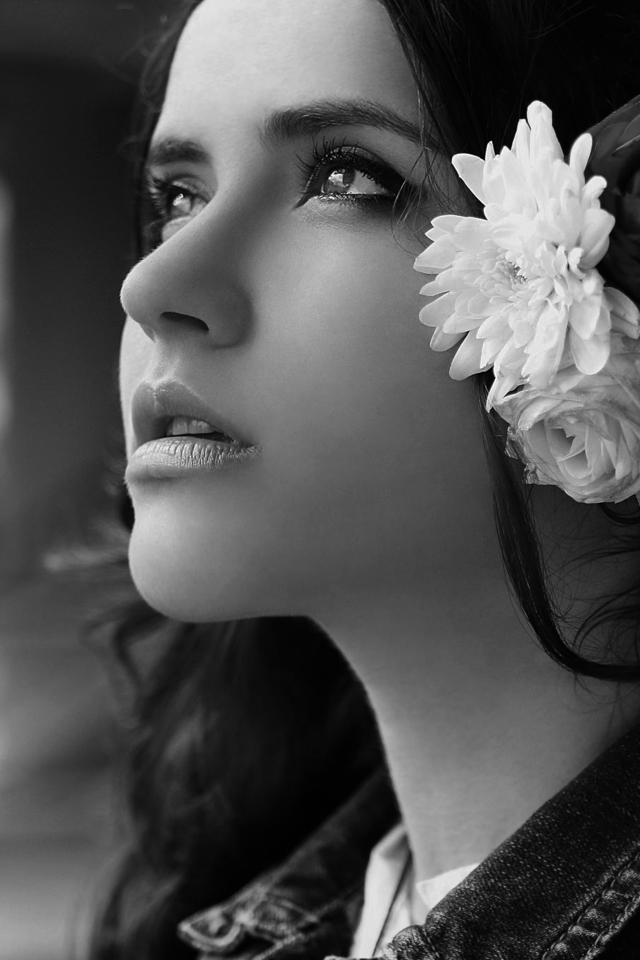 高清黑白色美女欧美简约风格手机壁纸-美女-手机壁纸下载-美桌网