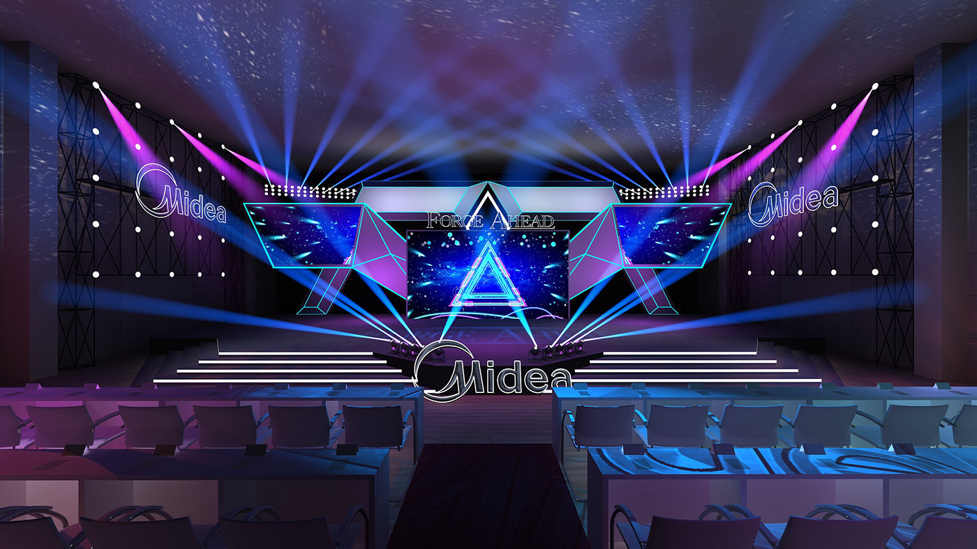 舞美舞台 活动路演 年会 发布会开业庆典 3d效果图设计