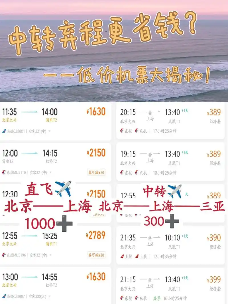 低价机票大揭秘75.前几天刚买到北京到上海 - 抖音