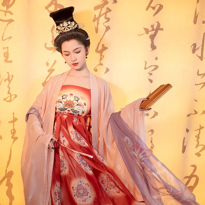 摸鱼儿唐制诃子裙仿簪花仕女图女装刺绣花印花春夏秋原创全款淘宝网