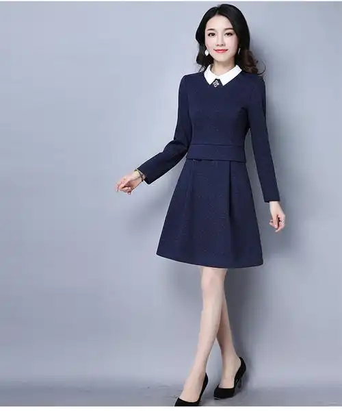 冬季套装女装假两件套打底冬裙子加厚内搭2018春新款连衣裙春装女