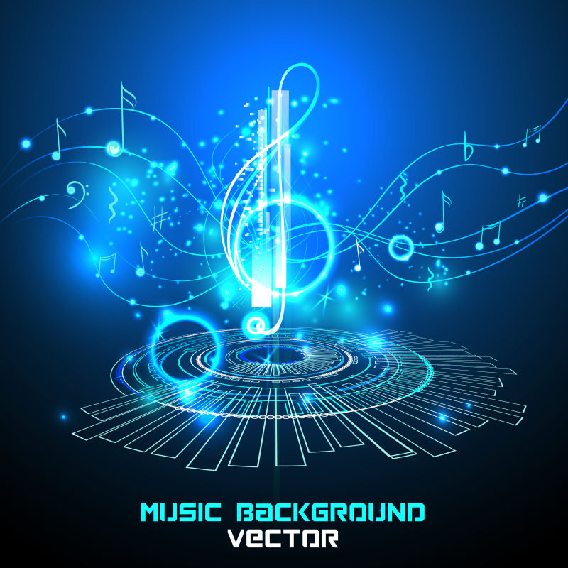 科技感的蓝色音符矢量设计