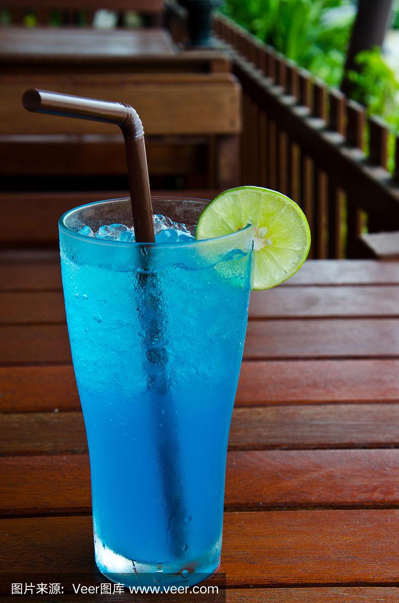 苏打,饮料,蓝色夏威夷,垂直画幅,水果