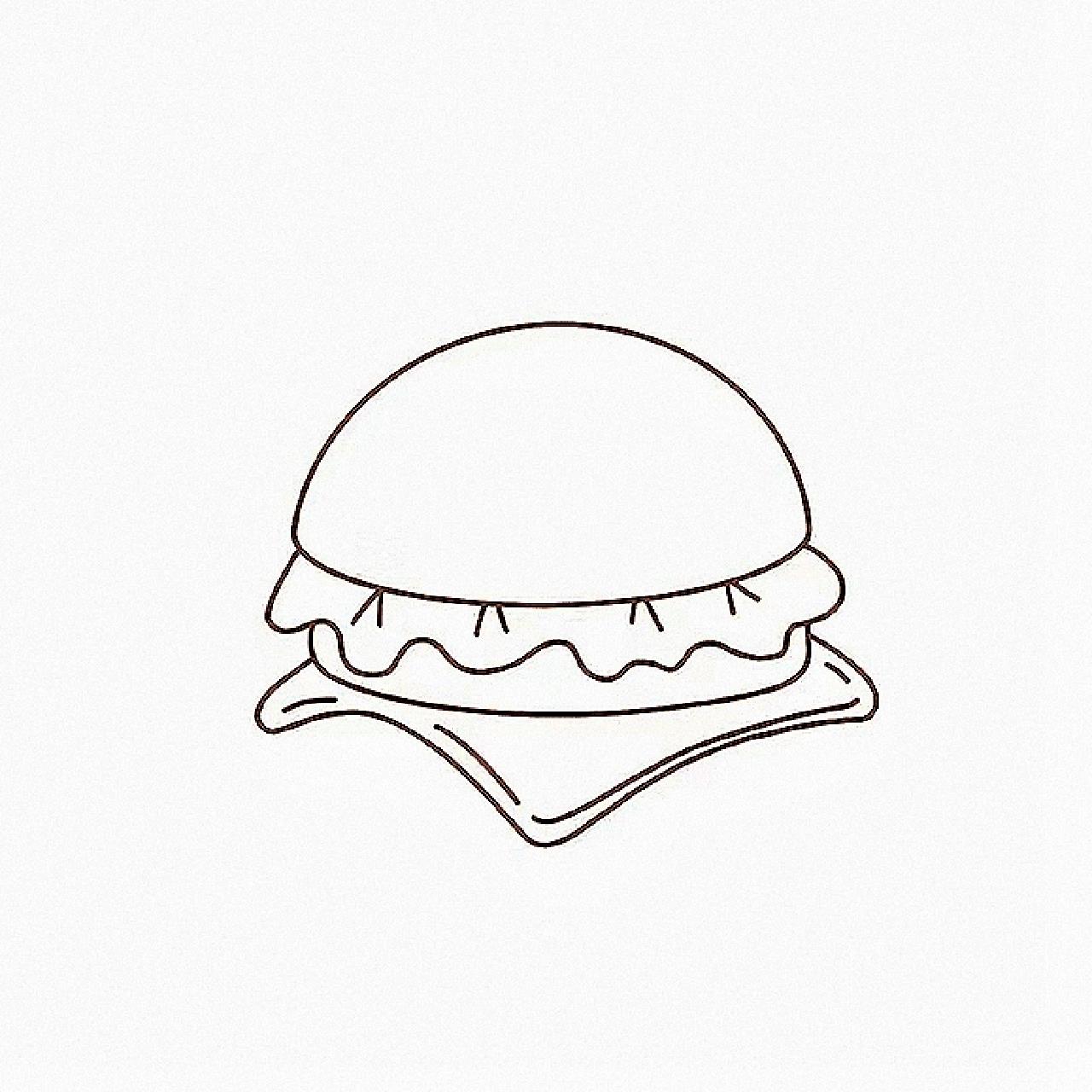 零基础简笔画教程|汉堡包 这个世界上总有一个人为你默默守候,日月