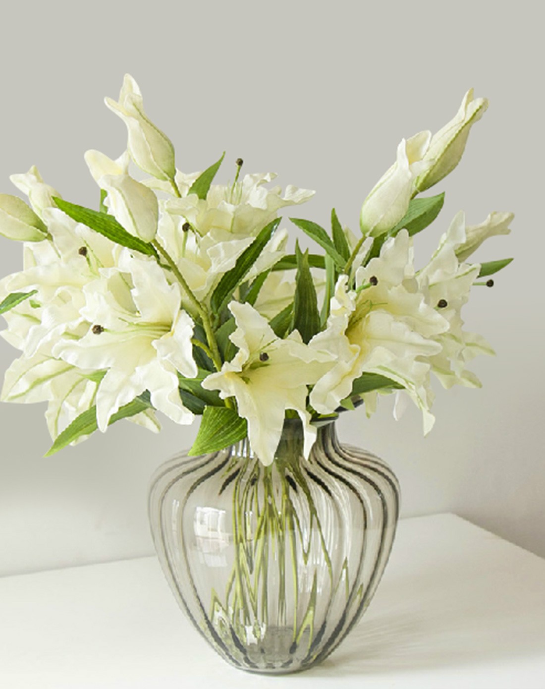 香水百合大浮雕玻璃瓶整体花艺套装