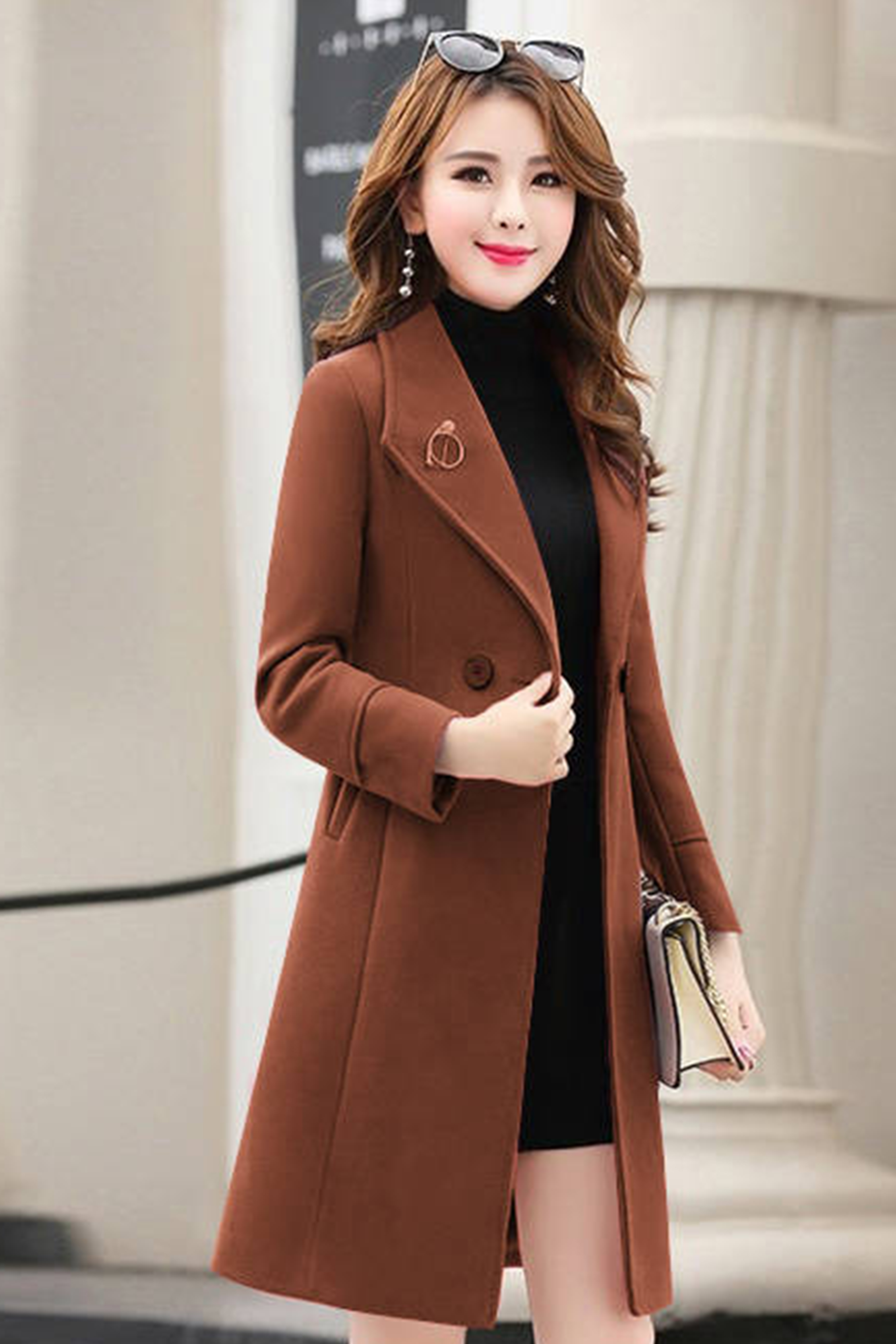 春秋收腰显瘦龙凤呢毛呢外套女秋冬中长款大码过膝呢子大衣潮百搭