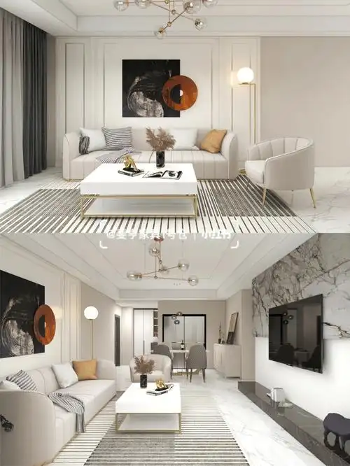 130㎡4室2厅奶茶色现代轻奢风温柔之家