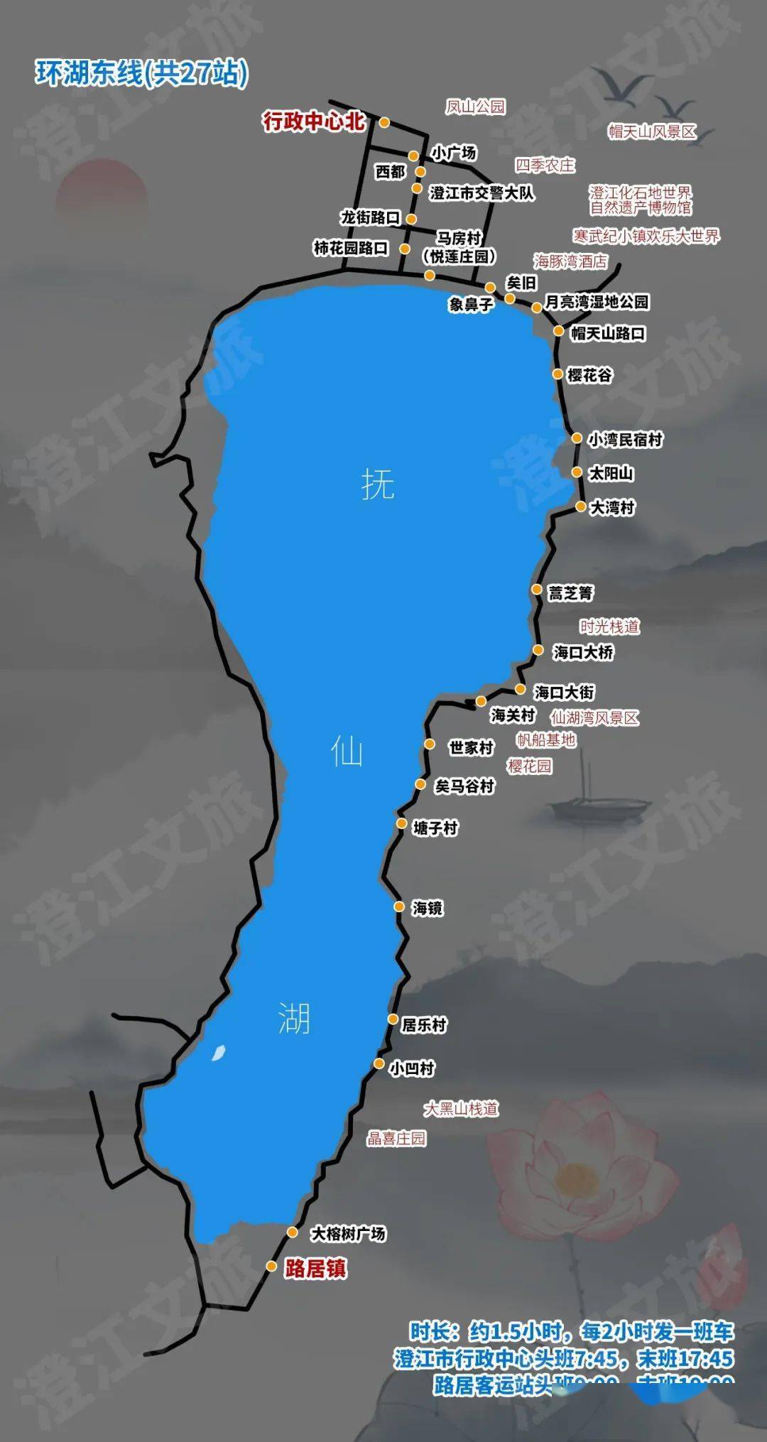 好玩换一种方式出行抚仙湖环湖公交全攻略