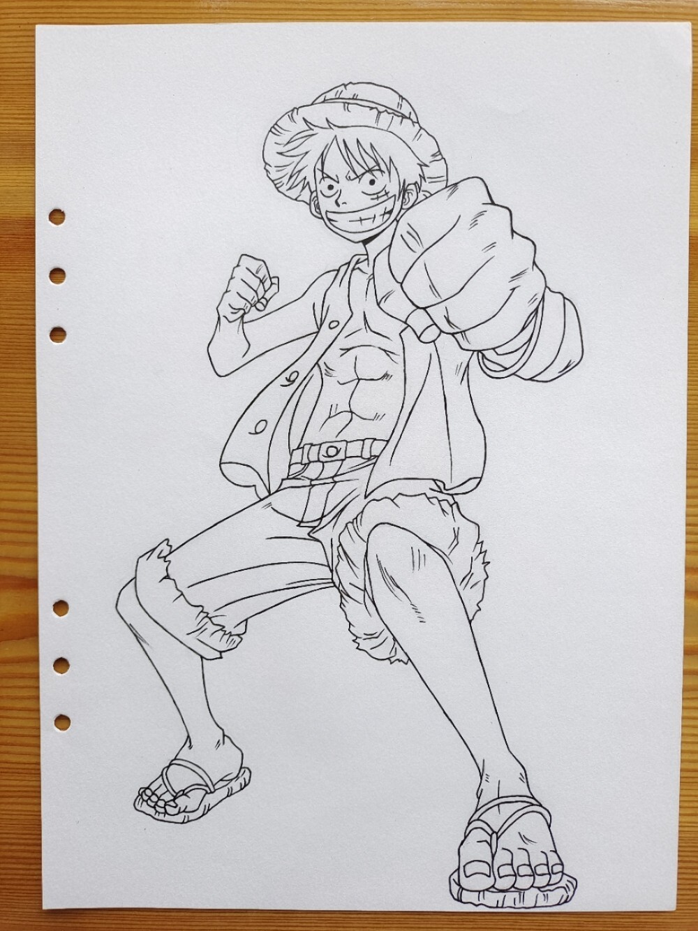 海贼王路飞全身手绘(附原图) 海贼王路飞全身手绘,最后两张原图原图