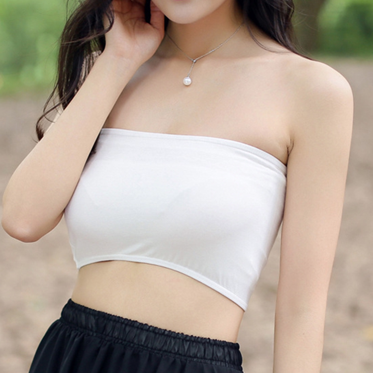 2件装夏季一片式蕾丝抹胸打底防走光裹胸布短款无肩性感内衣女