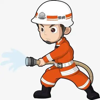 卡通消防员灭火