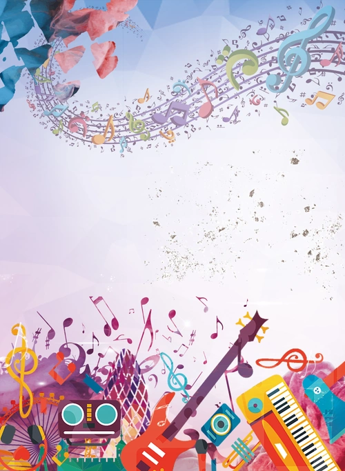 手绘插画音符酒吧音乐招生海报背景