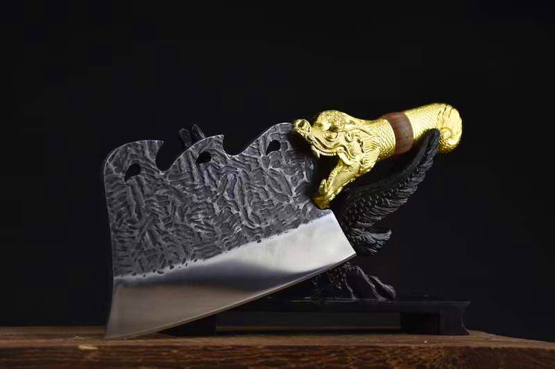 龙泉手工霸气砍骨菜刀龙装 不锈钢厨师专业轻松斩骨家用锋利持久