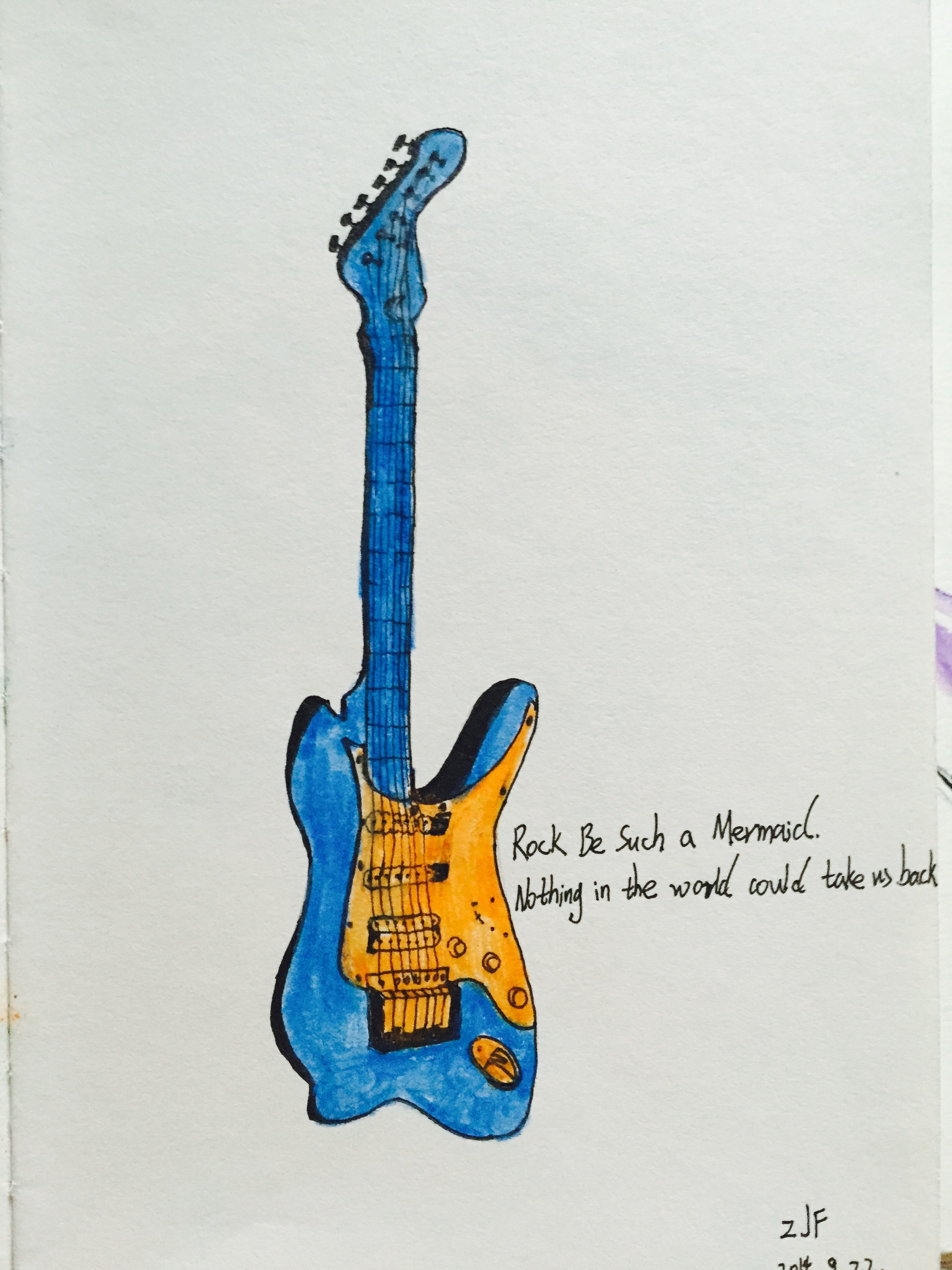 手绘彩铅吉他|纯艺术|绘画|jenniferfer - 原创作品 - 站酷 (zcool)