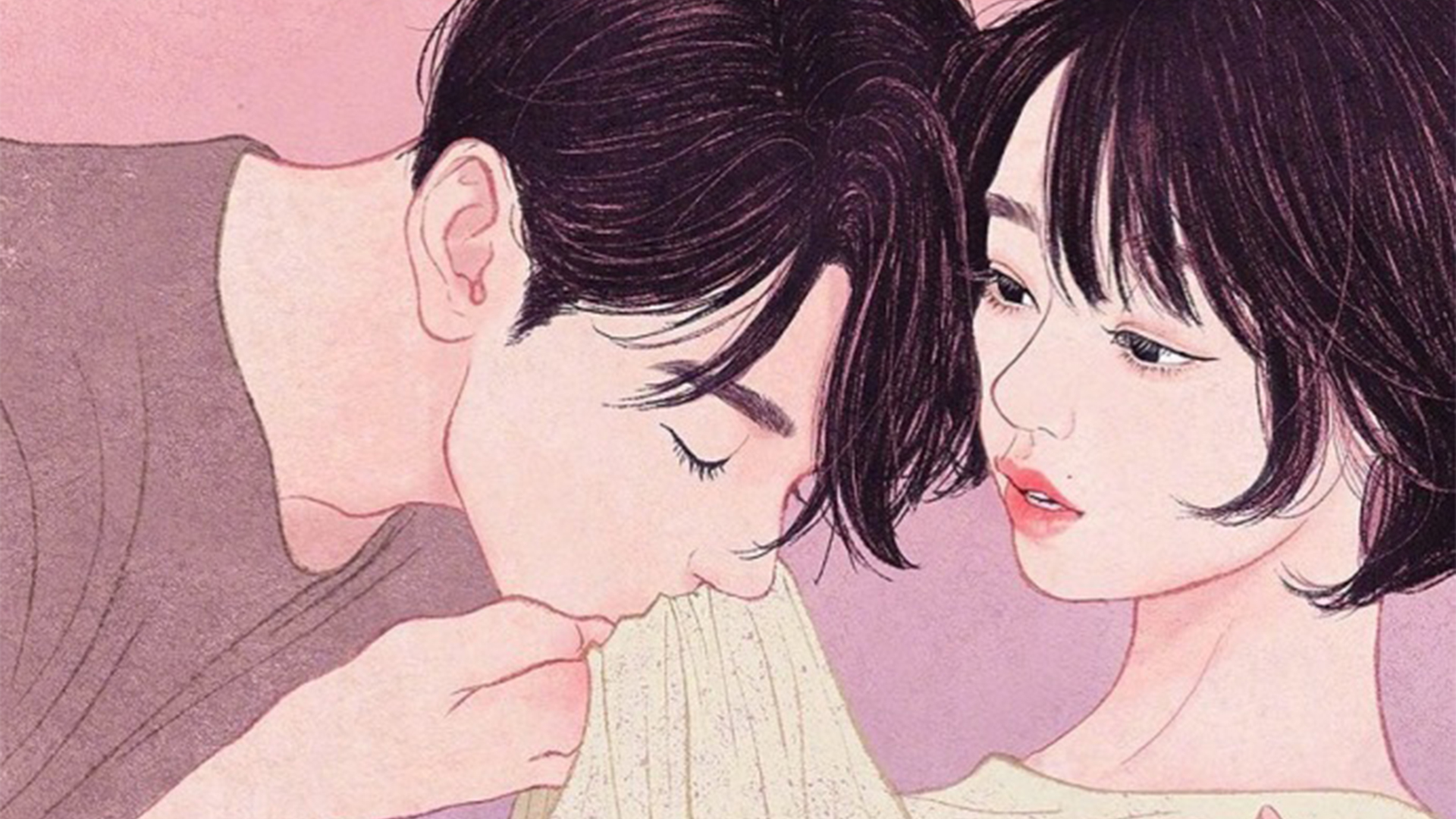 《春风十里不如你》手绘情侣高清桌面壁纸