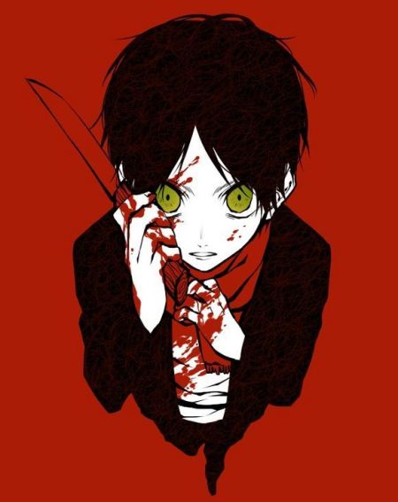 黑暗系动漫男生图片,要有背景,人物最好是黑头发蓝眼睛,当然有血更好