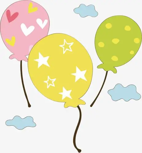 卡通可爱情人节气球礼物插画海报背景元素
