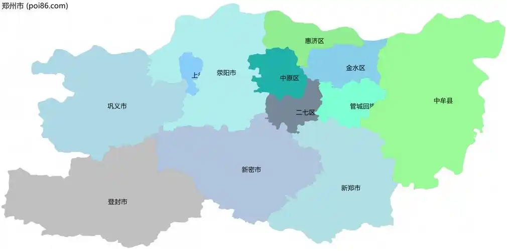 郑州市边界地图