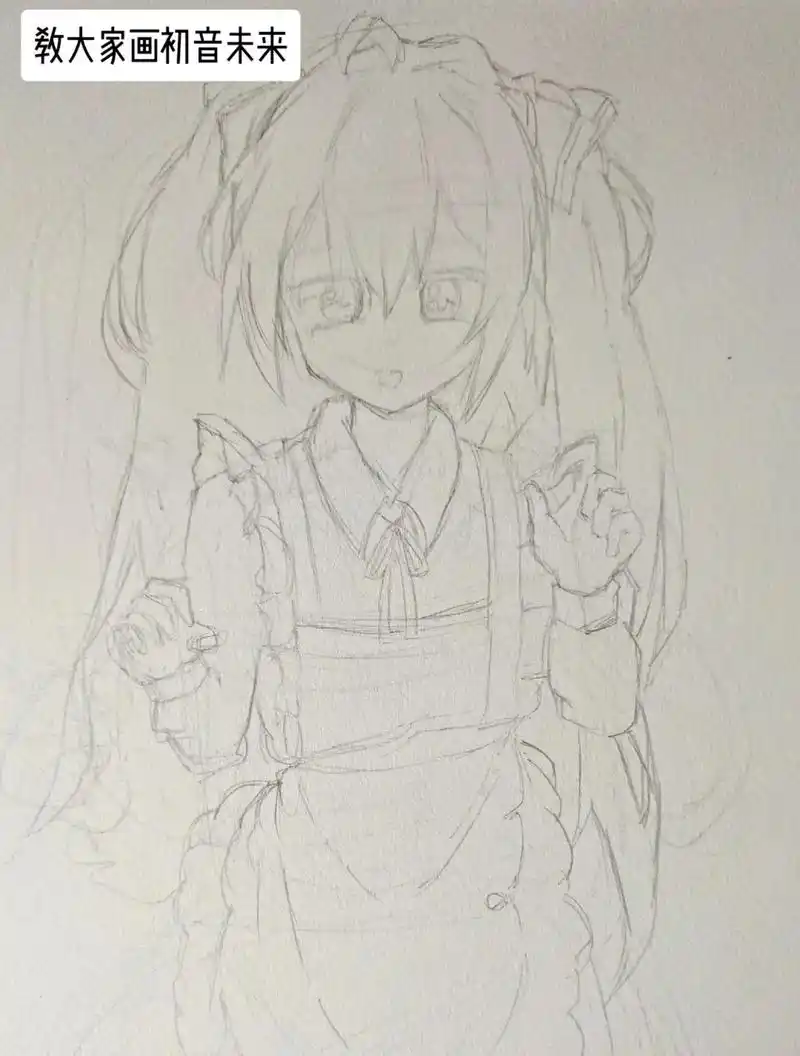 教大家画初音未来马克笔漫画手绘,绘画教学.准备马克笔,铅笔, - 抖音