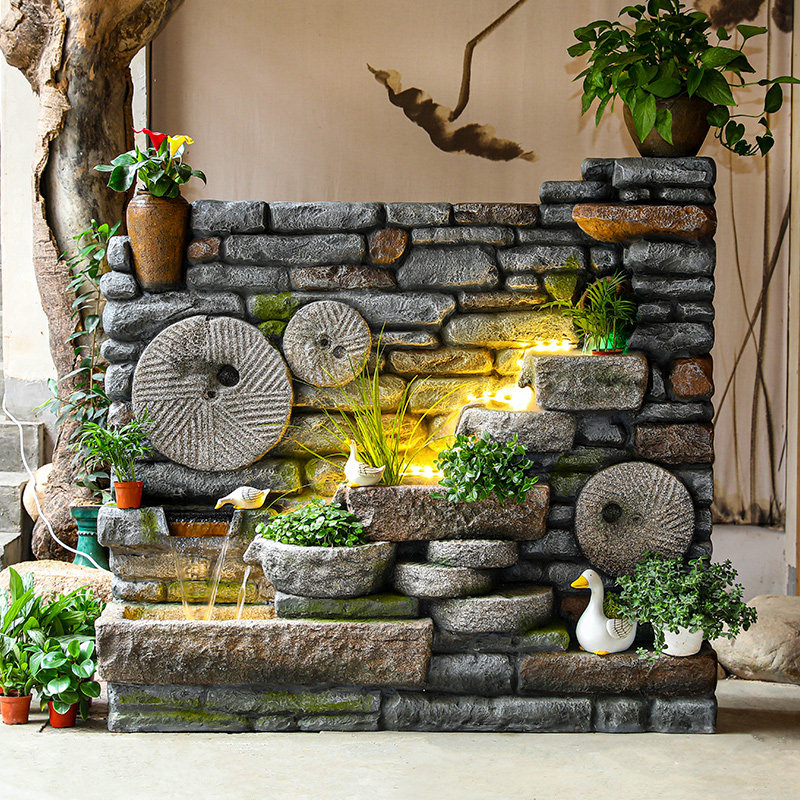 大型流水墙喷泉假山景观室外庭院阳台花园会所屏风装饰公司造景