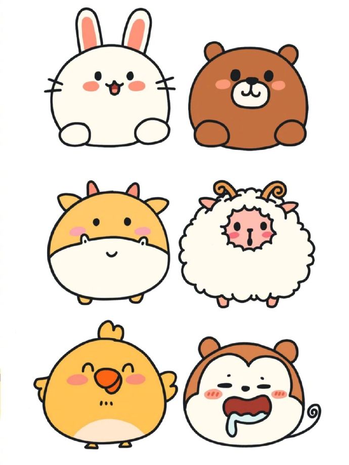爱萌系小动物头像手帐简笔画,帮孩子马住简笔画素材吧!