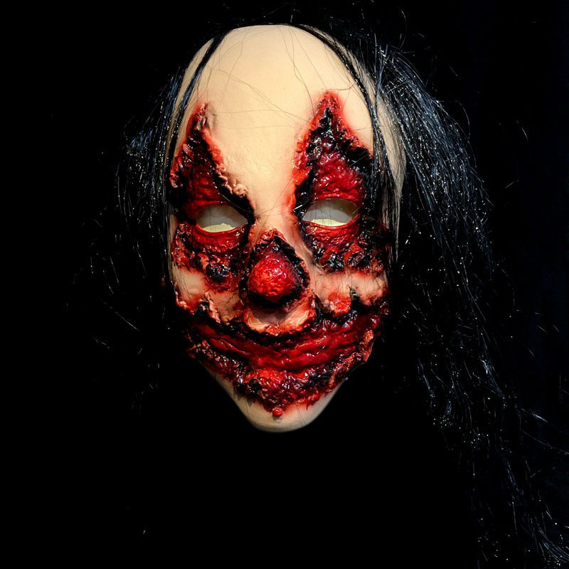 面具全脸密室逃脱鬼屋吓人泰国恐怖道具npc万圣节 血烂嘴【假发款】
